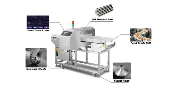 Металлодетектор для пищевых продуктов, диапазон обнаружения 10 г - 5000 г, размеры 1200 мм x 800 мм x 1200 мм